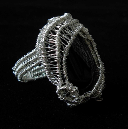 onyx silver wirewrapped ring copy